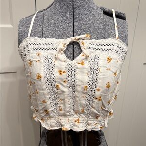 Aeropostale White and Yellow Floral Camisole